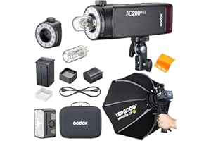 GODOX AD200 PRO II Flash Strobe Light with LAPGOOD CF60 24" Softbox,One-Tap Sync with X3, 2.4G TTL Photography Lighting, Optimized Flash Heads, Bi-Color LED Modelling
