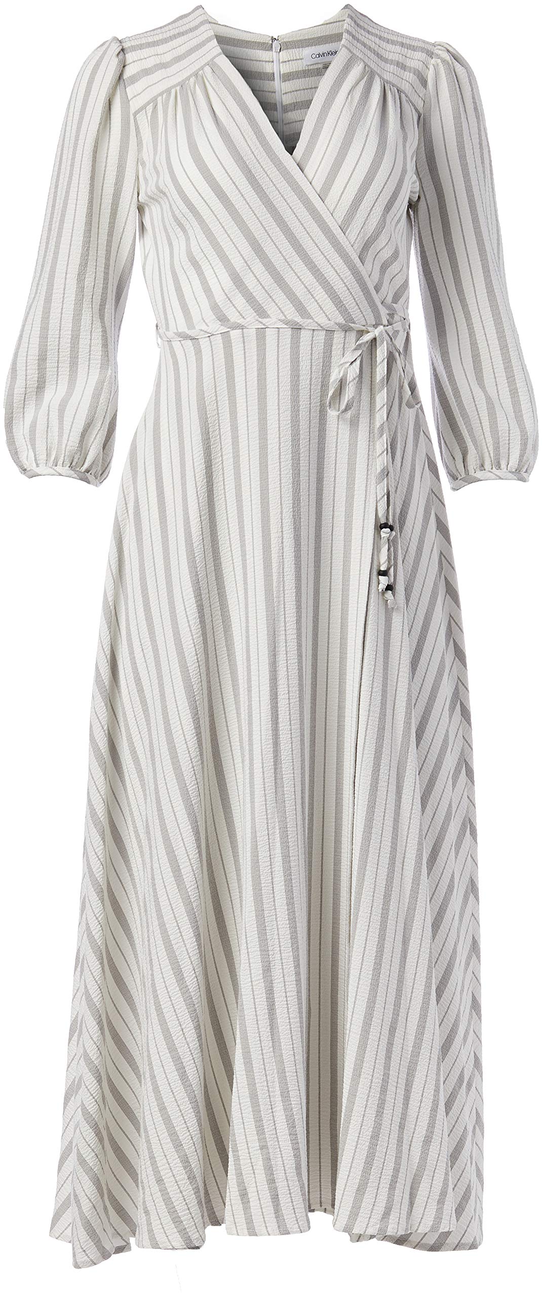 Calvin Klein Women's Faux Wrap Maxi Dress with Elbow Puff Sleeve
