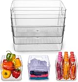 Amtido Clear Plastic Storage Bins 6 Pack Fridge Pantry Organization view 8
