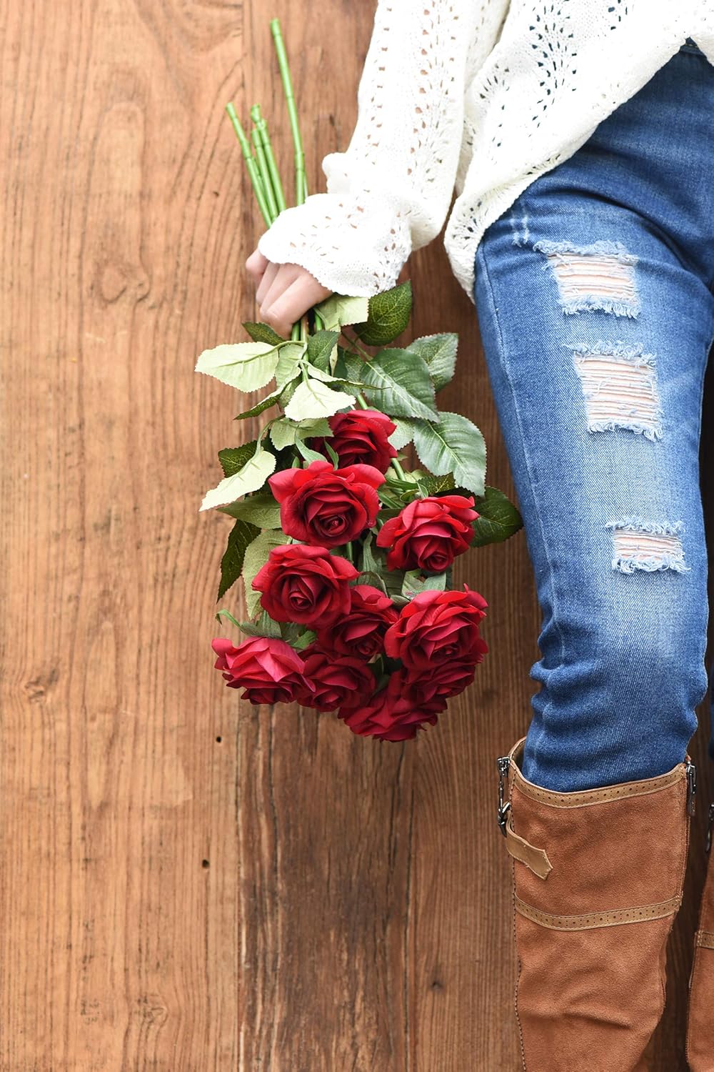 Buy Fiveseasonstuff Fake Roses Flowers Real Touch Silk Red Artificial Flowers 12 Stems Online At Low Prices In India Amazon In