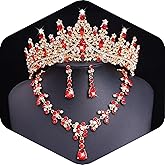 Feltent Tiaras and Crowns Jewelry Set for Women Tiaras Earrings and Necklace for Wedding Rhinestone Crystal Bridal Jewelry Sets for Costume Birthday Party Prom Gifts