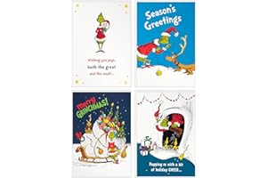 Hallmark Dr. Seuss Grinch Assortiment de cartes de Noël (24 cartes et 24 enveloppes) Cindy Lou Who, Max the Dog, « Merry Grin