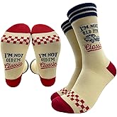 ZHANTUONE I'm Not Old I'm Classic Novelty Fashion Breathable Casual Cotton Socks, Unisex Cozy Knitted Crew Socks, Gifts for Retro Auto Enthusiast Lovers Dad Uncle Brother Husband Boyfriend Father