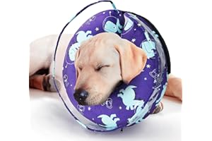 Zeaxuie Soft Inflatable Dog Cone Collar for Dogs After Surgery with Enhanced Anti-Licking for Unrestricted in Daily Life, Pack of One (Dark Blue, Size_7)