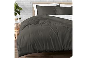 Bare Home Flannel Duvet Cover - King/California King - 100% Cotton, Velvety Soft Heavyweight Premium Flannel, Double Brushed - Includes Sham Pillow Covers (King/Cal King, Grey)