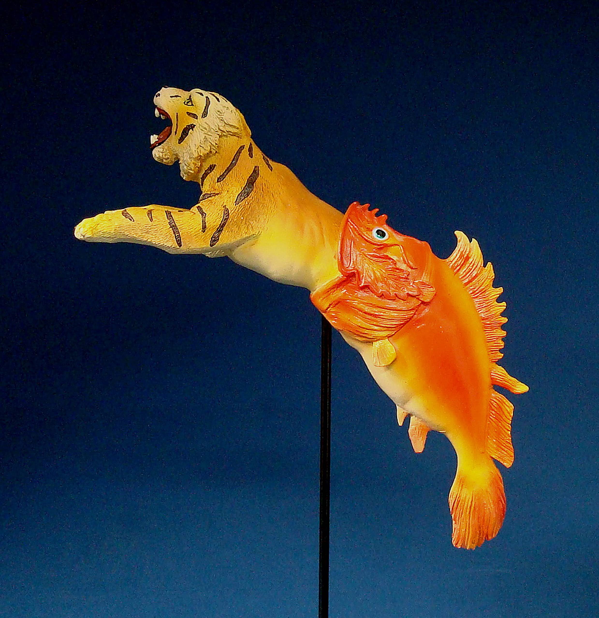 Salvador Dali Tiger with Fish Sculpture Plastic SD09