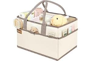 Resovo Baby Diaper Caddy Organizer with Handle, Baby Shower Gifts Basket, Nursery Storage Organizer for Newborn, Newborn Essentials Registry Must Have, Portable Car Caddy Organizer for Diapers