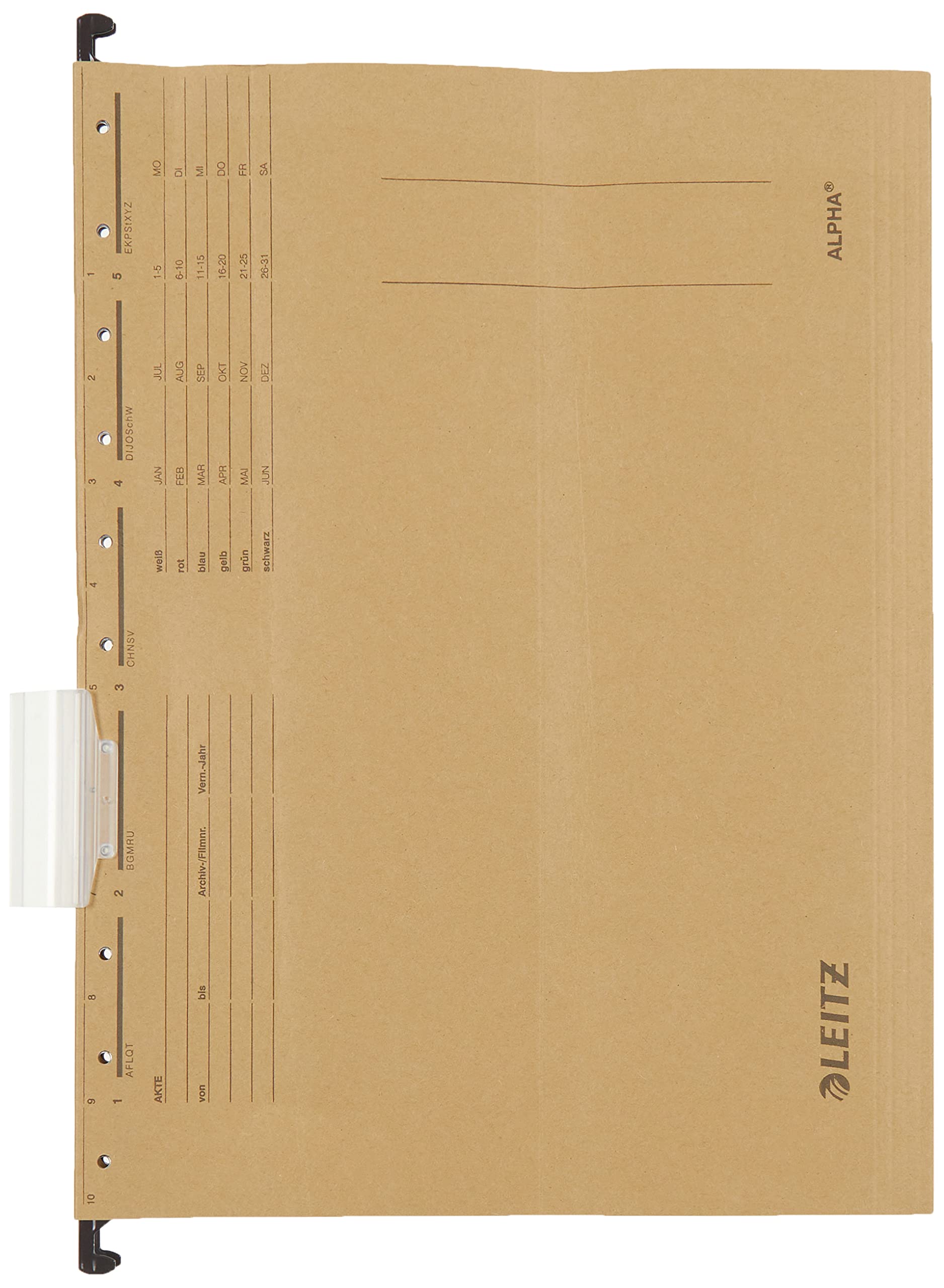 Leitz Alpha 19153000 Suspension File Cardboard Natural Brown Pack of 10