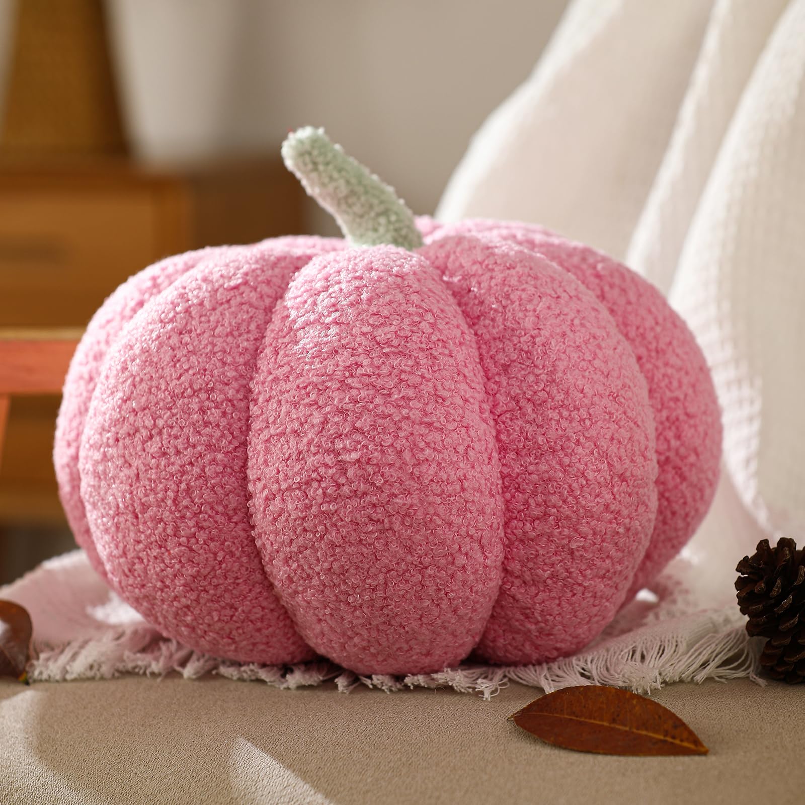 Photo 1 of YRXRUS Pumpkin Pillows, Halloween Pumpkin Throw Pillows, Pink Shaped Pillow for Fall Room Decor Gifts, Teddy Fleece Cute 6x12 Inches Halloween Pillow, Accent Fall Pillows