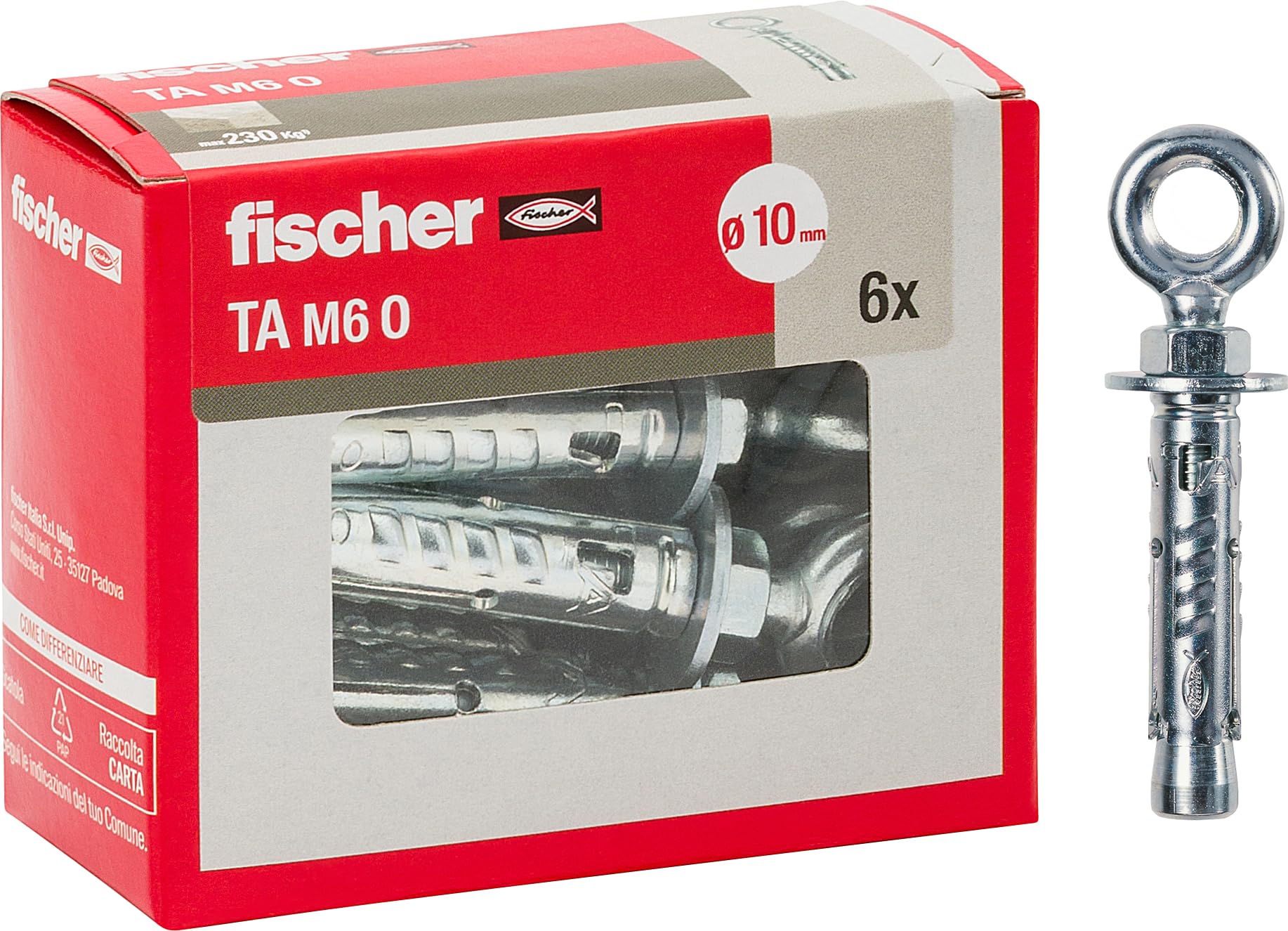 Fischer 71254 Steel dowels Ta M 6 with Eyelet, Diameter 10 mm, M6