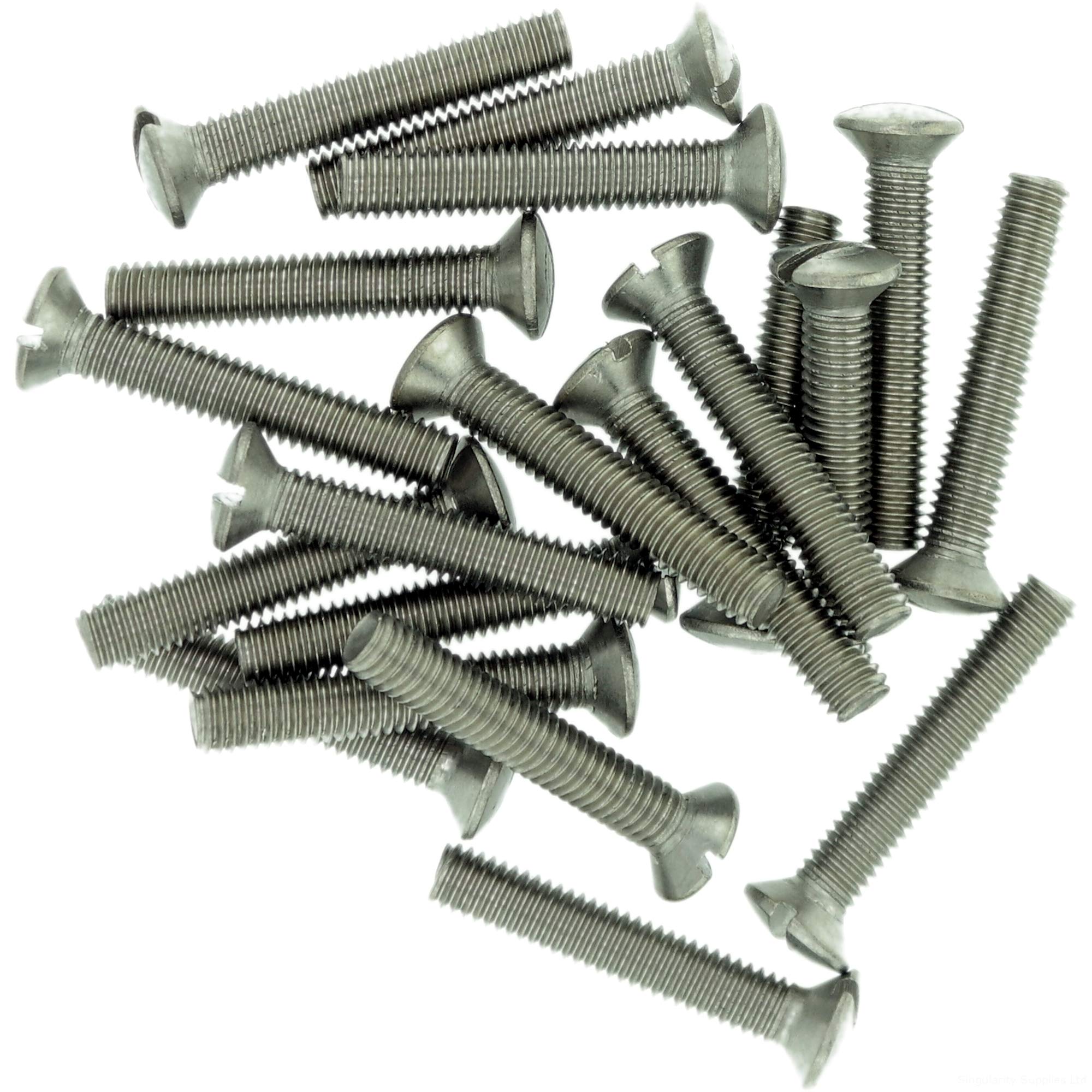 M5 (5mm x 50mm) Slot Raised Countersunk Machine Screw (Bolt) - Stainless Steel (A2) (Pack of 20)