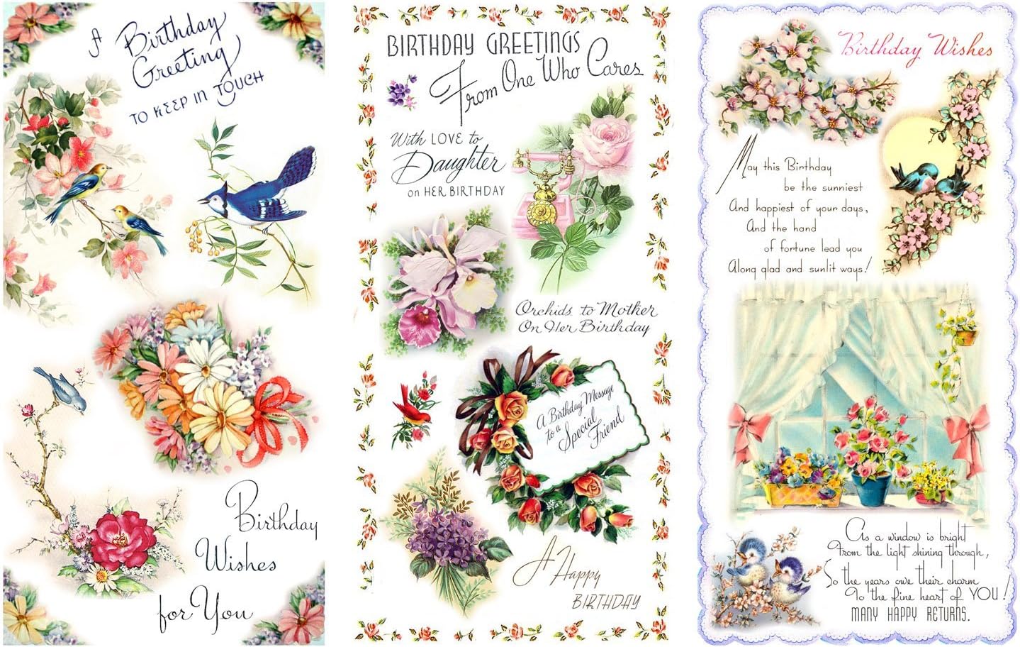 Decoupage Paper Pack (12 Sheets A4 / 20x30cm) Flowers and Birds FLONZ