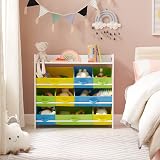 SONGMICS Toy Organiser 9 Removable Bins Shelf White GKR31WT view 7