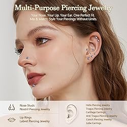 3 Pairs 6 Pcs Black 18G Threadless Nose Piercings