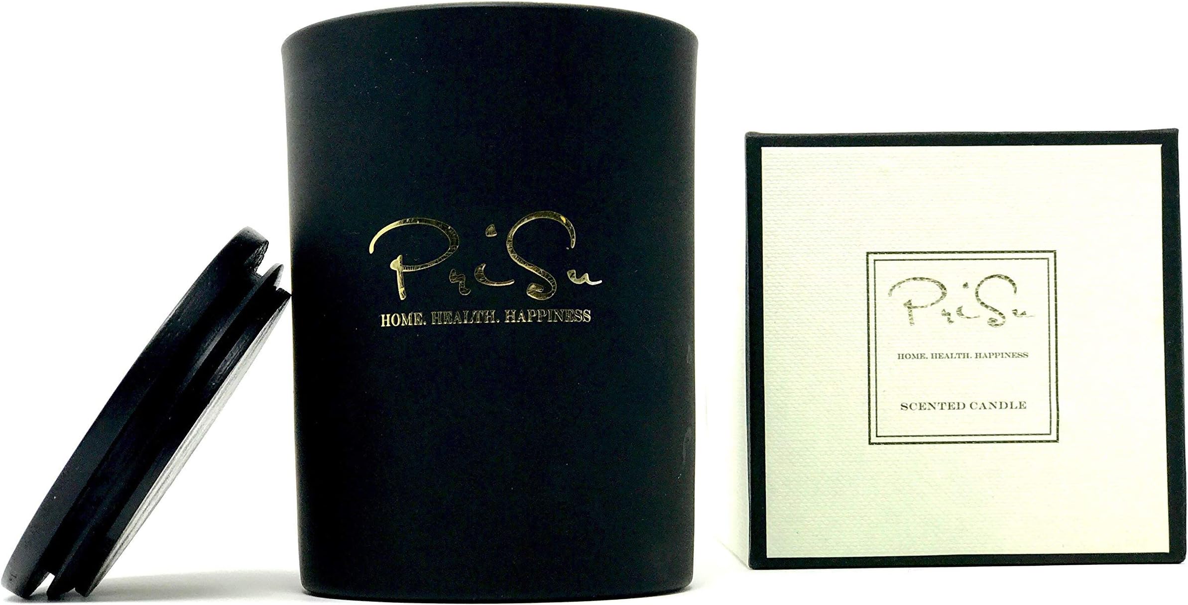 PriSu Scented Candle Sandalwood Blend - Natural USA Soy Wax 9.5 oz - 55 Hours