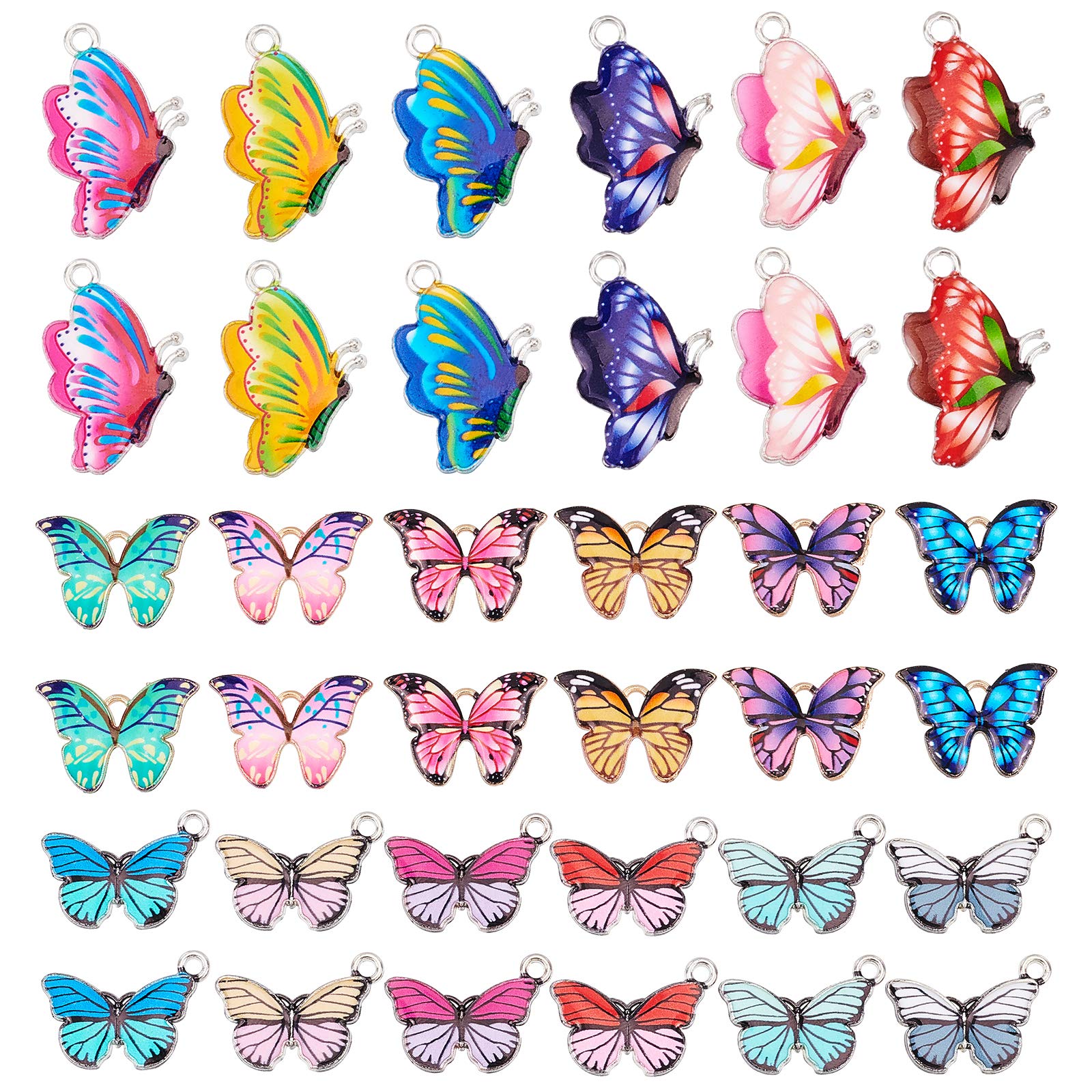 PH PandaHall 36pcs Butterfly Charm, 18 Colors 3 Styles Enamel Butterfly Pendants Colorful Animal Pendant for DIY Craft Zip Pull Tab Earring Bracelet Necklace Keychains Knitting Jewellery Making
