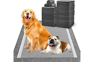 MIZOK Pee Pads for Dogs - Large 28x34 Inches, Charcoal Puppy Pads, Absorbs Up to 8 Cups of Urine, 6-Layer Leak-Proof Wee Wee Pads (40 Counts)