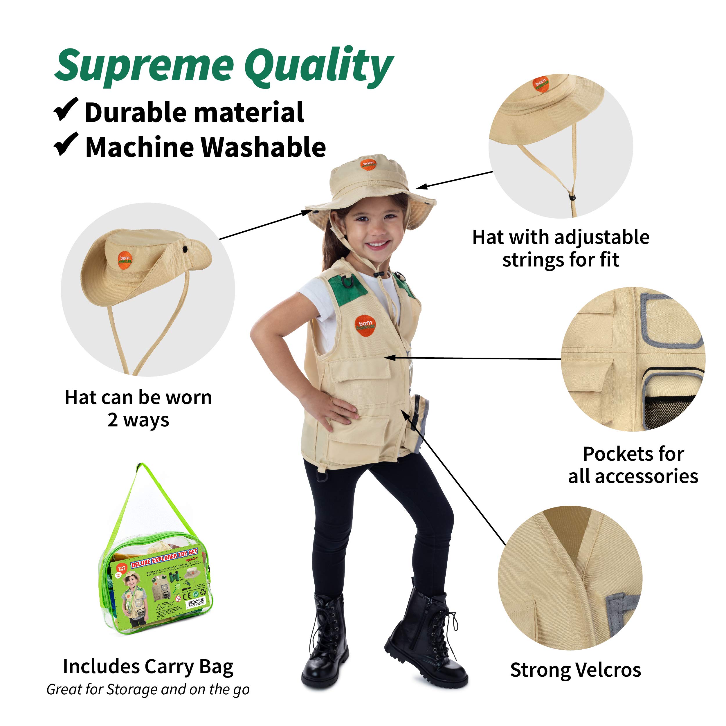 Born Toys Kids Costumes Set, 3-in-1 Dress Up & Pretend Play, Ages 3-7, Washable