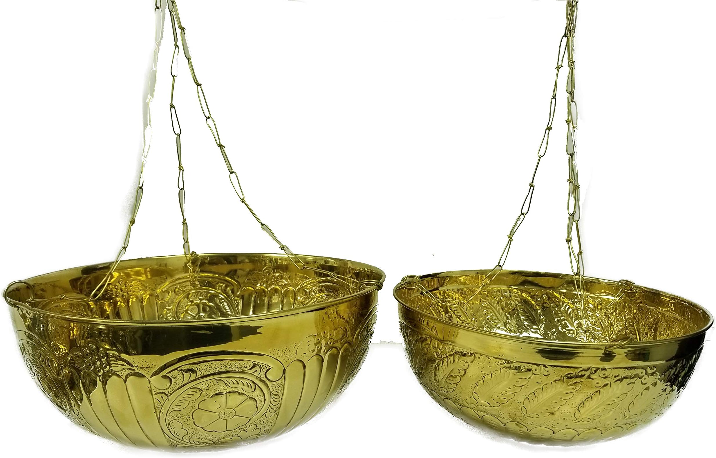 Solid Brass Set of 2 Hanging Planters 12 1/2" and 10 1/4" IMA BRASS