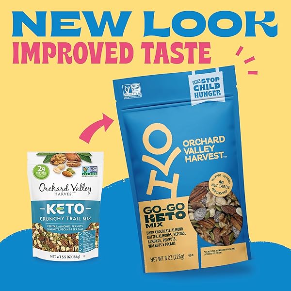 ORCHARD VALLEY HARVEST GO GO KETO MIX, 8 OZ (PACK OF 1), DARK CHOCOLATE ALMOND BUTTER ALMONDS, PEPITAS, ALMONDS, PEANUTS, WALNUTS AND PECANS. LOW CARB, GLUTEN FREE, NON GMO, ON THE GO SNACK FOR THE