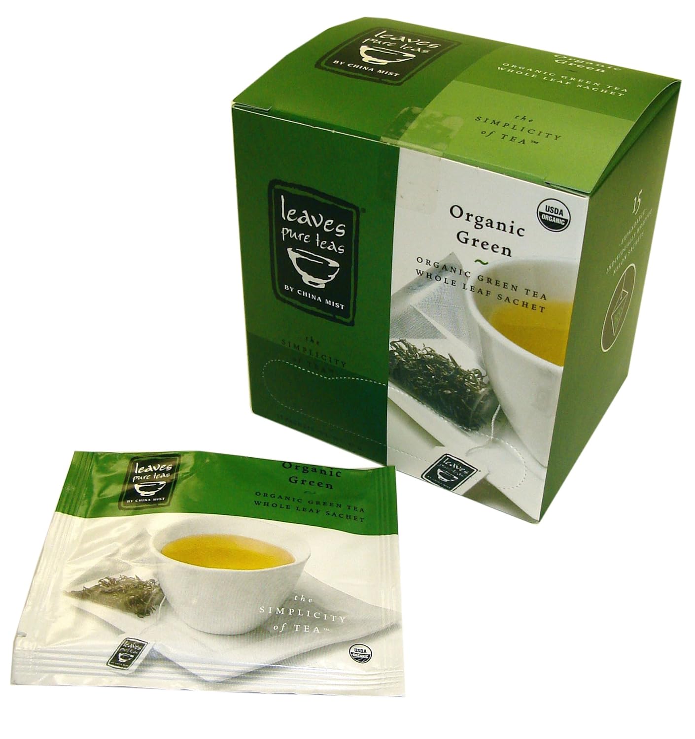 Leaves Pure Teas by China Mist Organic Green Tea Sachets