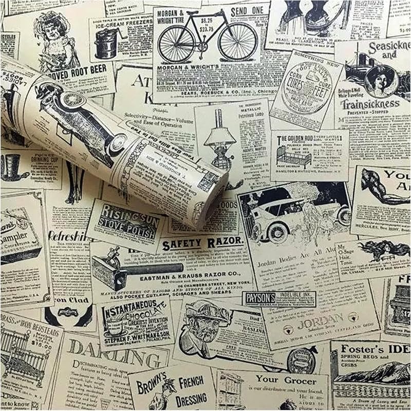 LEPENDOR Self-Adhesive Wallpaper Newspaper Pattern 0.45m x 3m Peel & Stick