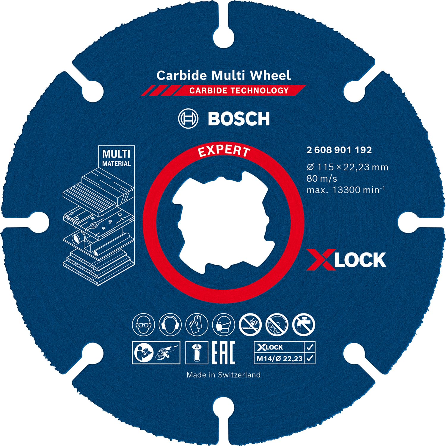 Bosch 1x EXPERT Carbide Multi Wheel X-LOCK Cutting Disc (for Hardwood, Wood with nails, Ø 115 mm, Professional Accessory Small Angle Grinder)