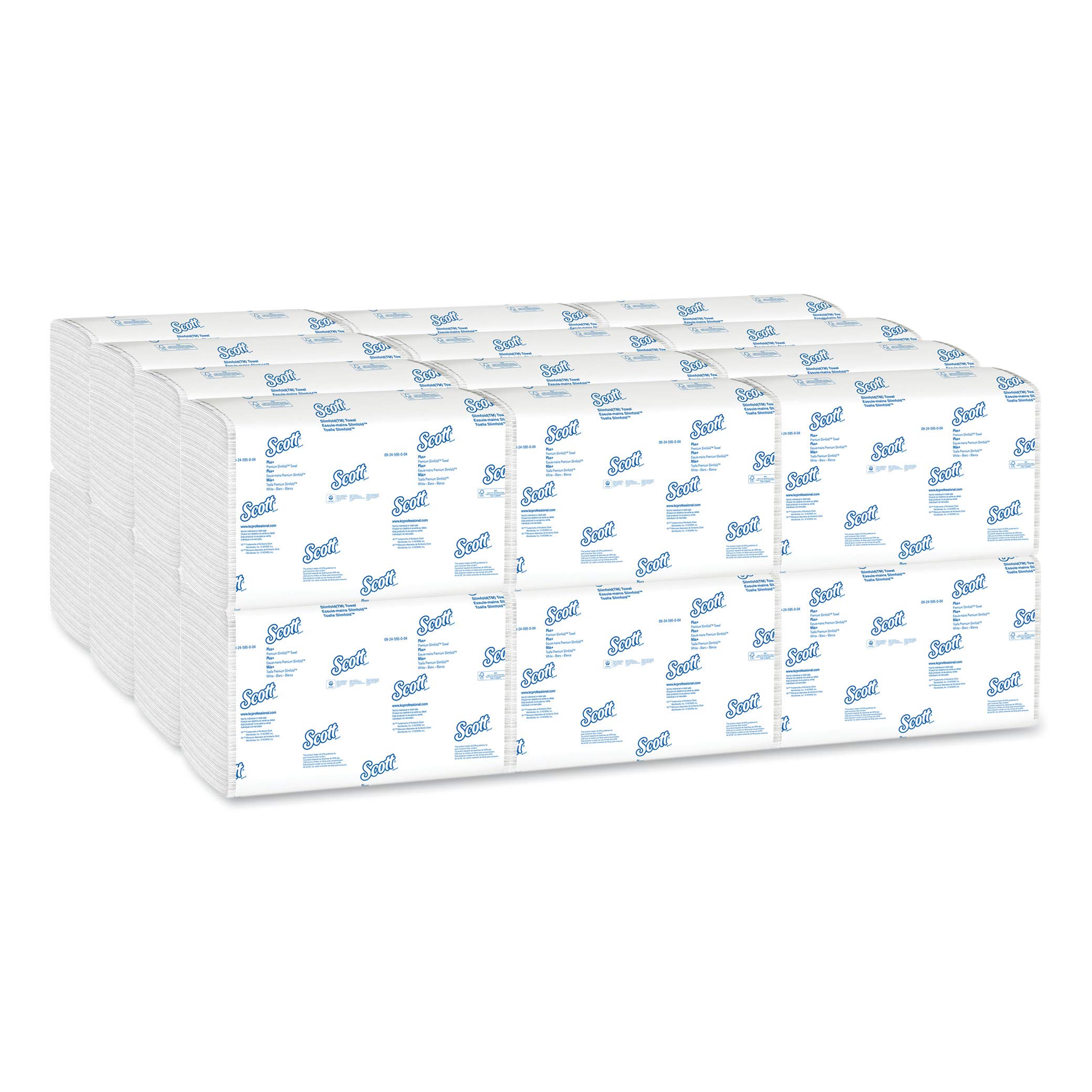 Scott Control Hand Towels Slimfold (04442) with Fast-Drying Absorbency Pockets, White, 90 Towels / Clip, 24 Packs / Case