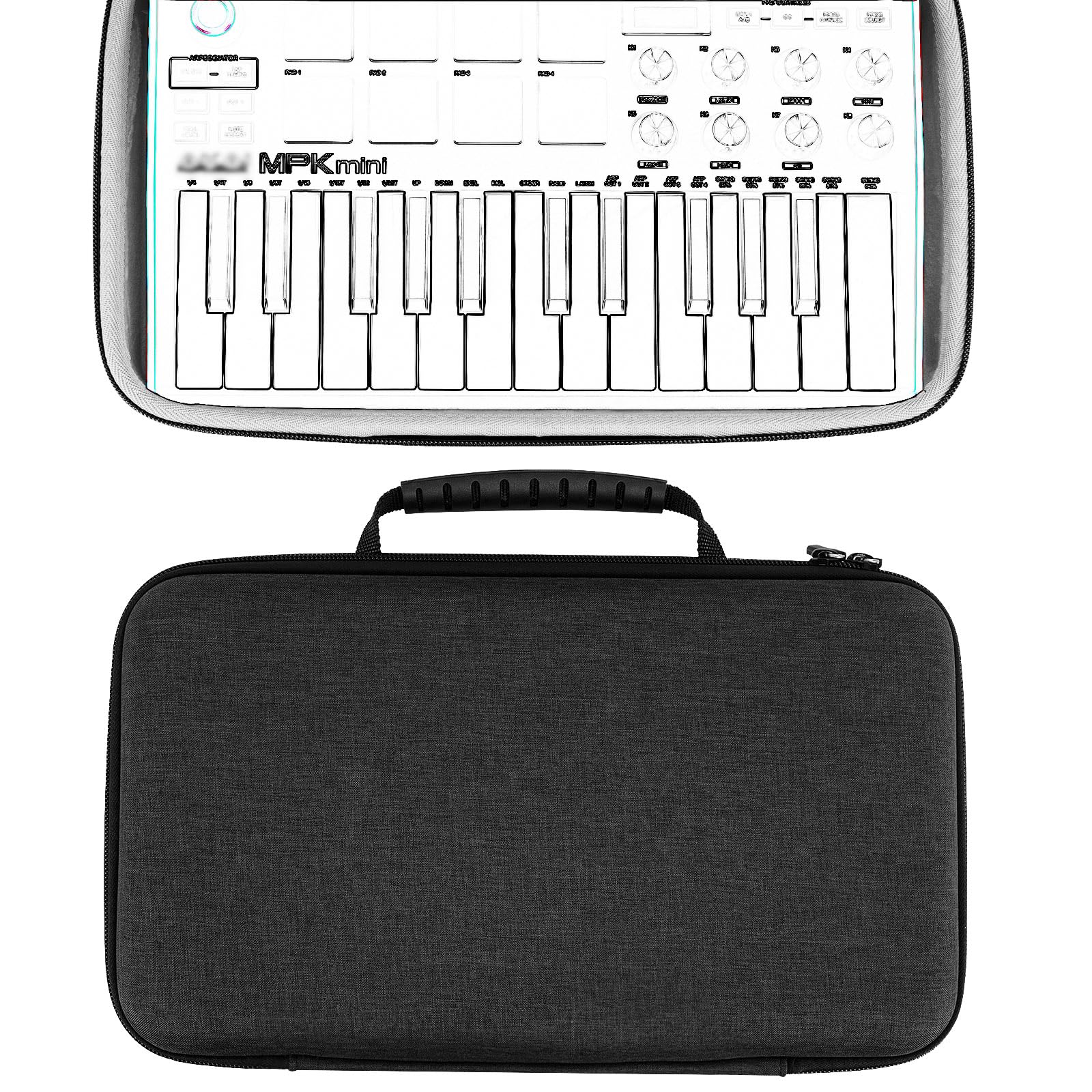 Geekria HardShell Case Compatible with Akai Professional MPK Mini MK3, 25-Key Ultra-Portable USB MIDI Drum Pad and Keyboard Controller Protective Cover (Dark Grey)