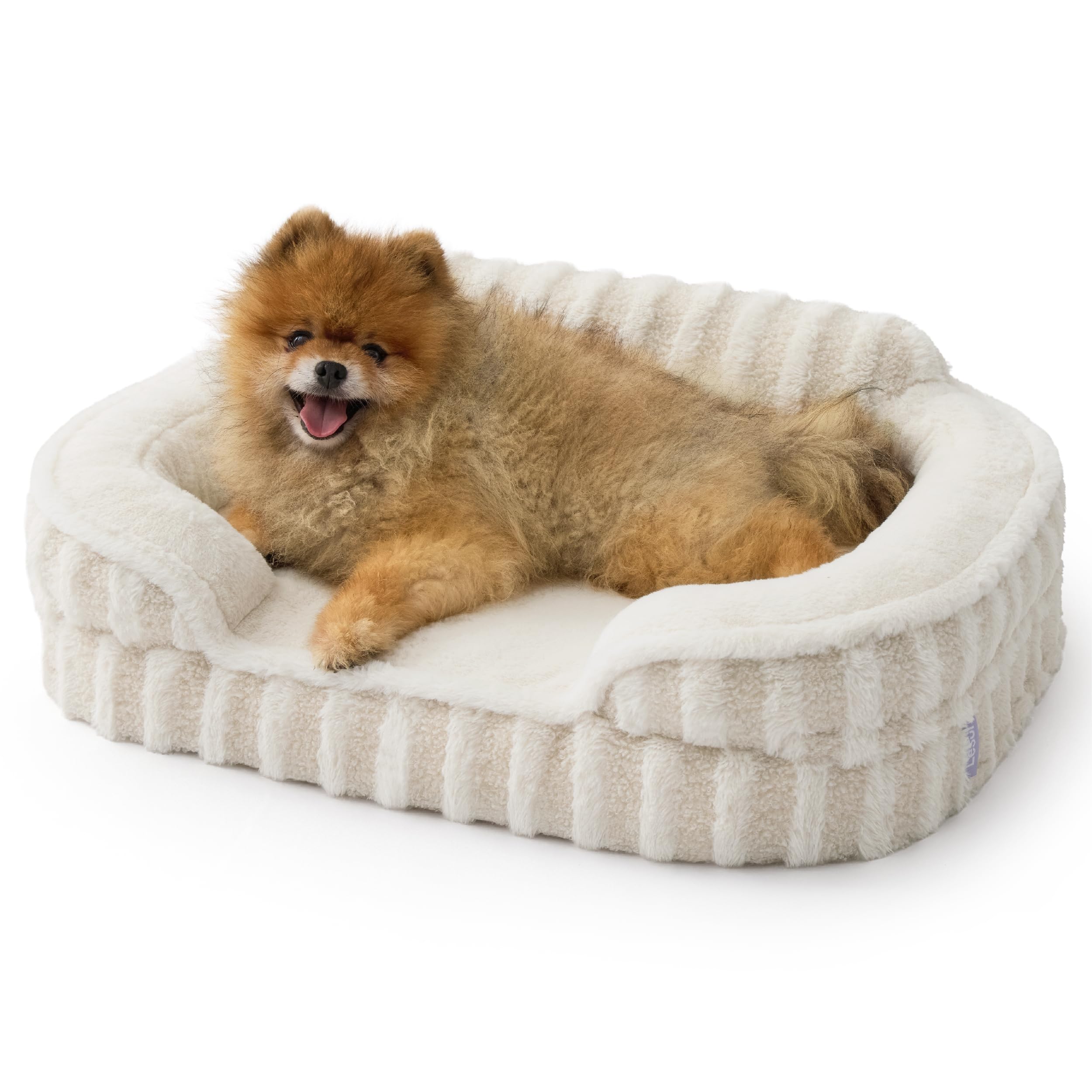 Photo 1 of LE SURE Cute Dog Bed for Small Dogs, Orthopedic Waterproof Small Pet Beds with Sides, High Back Non-Slip Bottom and Egg-Crate Foam Puppy Couch Sofa with Washable Removable Cover, Beige