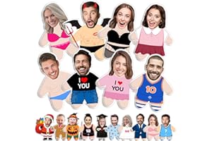 Custom Face Pillow Personalized Photo Plush Doll with Picture, Customized Pet Stuffed Pillow Funny Christmas Birthday Valenti