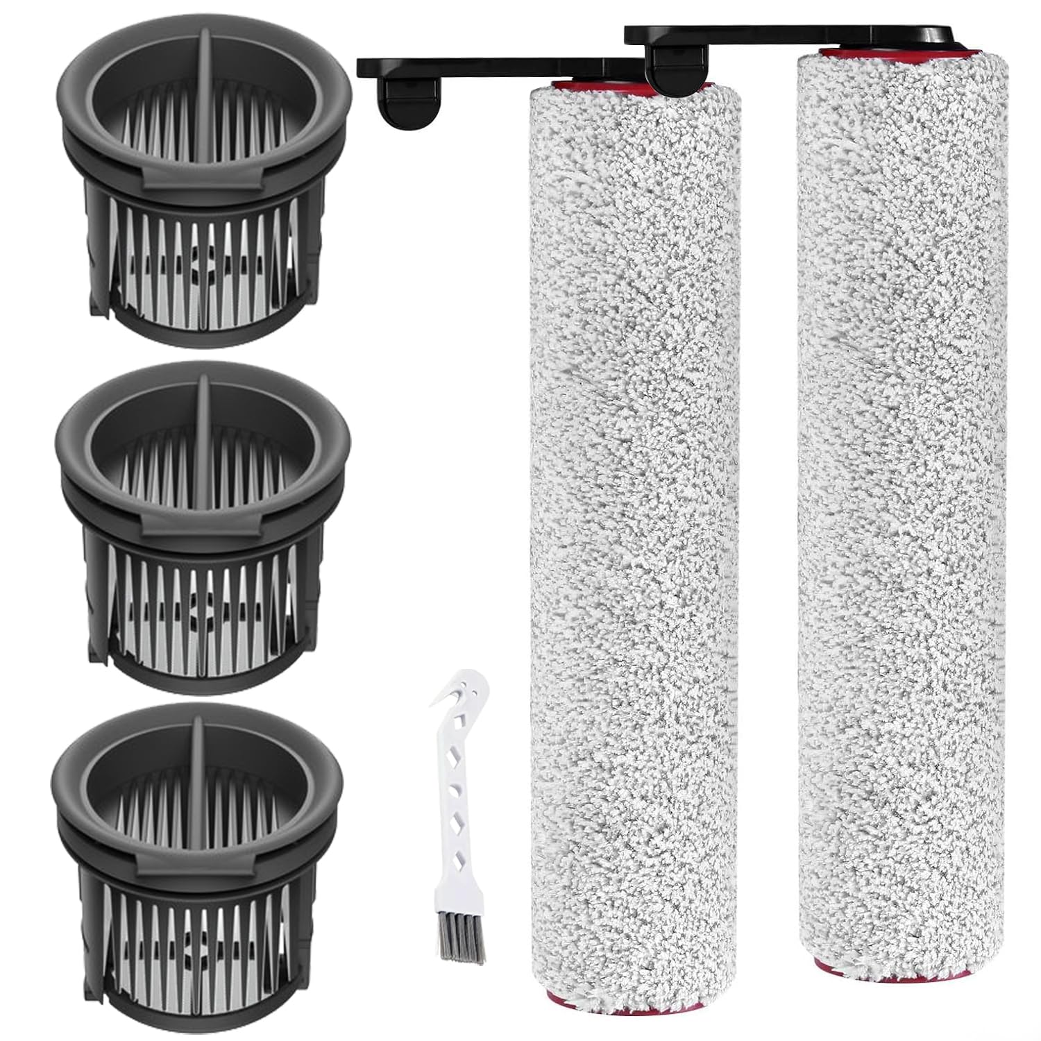 Photo 1 of (6pcs) Replacement Brush Rollers And HEPA Filters For Dreame H14/H14 Pro/H14 Dual Wet Dry Vacuum Cleaner, Replacement Parts Accessories Kit Inclue 3 Vacuum Filter, 2 Brush Rollers