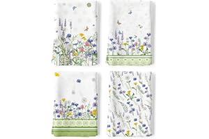 Arquiel Wildflower Tea Towels, Cotton Kitchen Towel 18.9 × 27.5 inch, Quick Drying Dish Cloth for Party Anniversary Holiday D