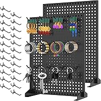 Peg Board with 24 Peg Hooks,13" × 17" Metal Pegboard Display Stand,2Pcs Jewelry & Earring Display Rack for Selling Accessorie