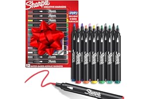 Sharpie Creative Markers, Water-Based Acrylic Markers, Bullet Tip, Assorted Colours,12 Count