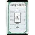Single Restaurant Menu Covers - Set of 25 Menu Holders for Restaurant - Black 8.5 x 14 in.Single Pocket Menu Cover 2 View with Double Stitched Binding and Protective Corners by Kokhan