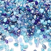 200PCS 4 * 6MM Teardrop Crystal Glass Beads for Jewelry Making, Blue Series Faceted Vertical Hole Teardrop Glass Spacer Beads Bulk for Bracelet Necklace Earring Wind Chime DIY Crafts Projects