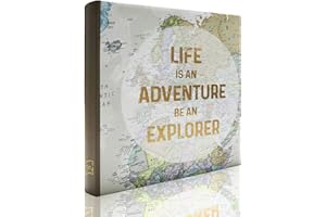 Holoary Photo Album 4x6 160 Photos Two Pictures Per Page, Memo Writing Area for Each Pocket, 160 Pockets 4”x6”, Printed Book Cover Travel Design World Map Adventure Vacation