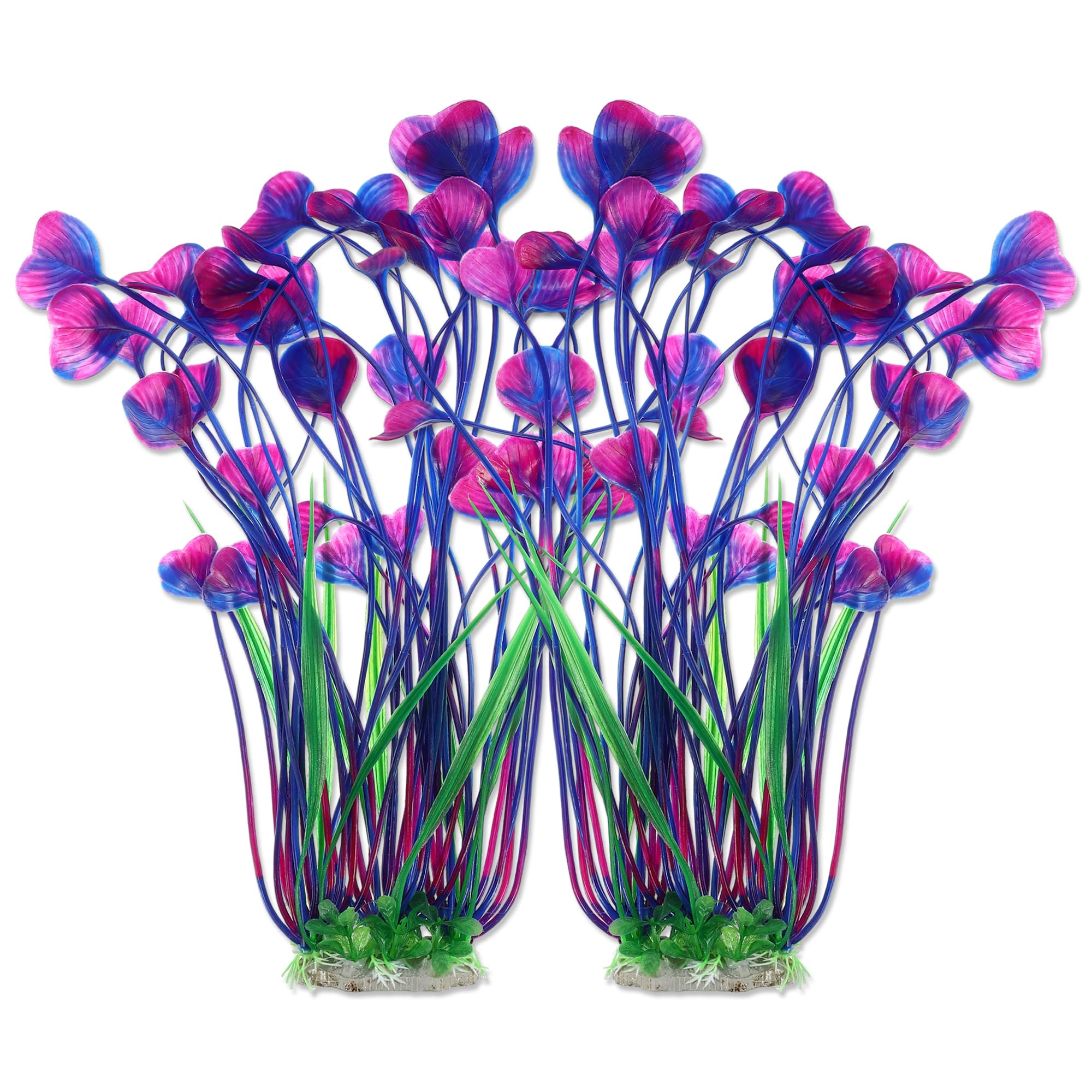 CAPASTEC Large Plastic Aquarium Plants for Fish Tanks Decor - 15.75" Height, Purple Green (2pcs)