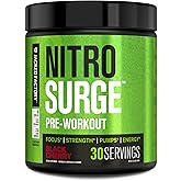 Jacked Factory NITROSURGE Pre Workout Supplement - Endless Energy, Instant Strength Gains, Clear Focus and Intense Pumps - NO Booster & Powerful Preworkout Energy Powder - 30 Servings, Black Cherry