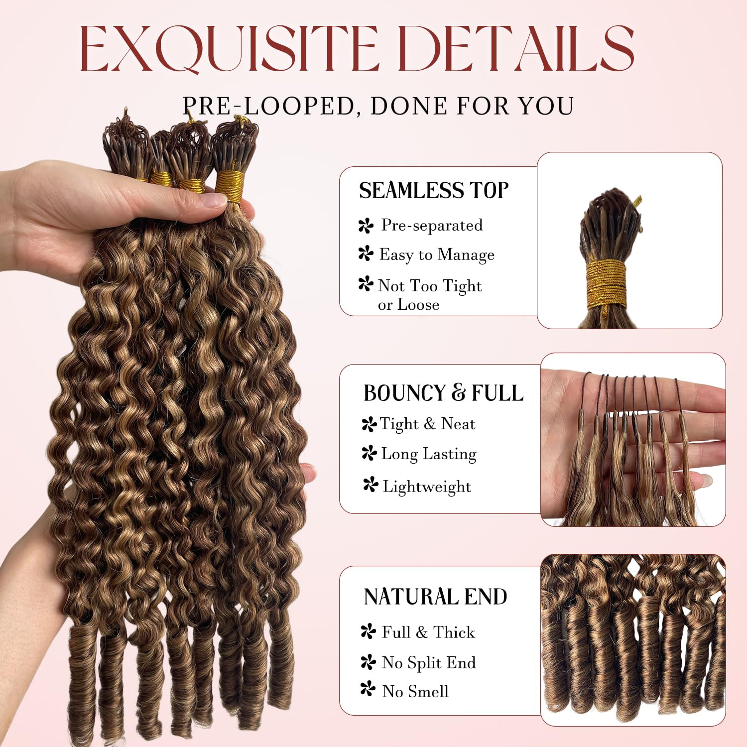 Condition photo showing New/Like New for burmese curly crochet human hair extensions miracle knots salon-level pre-separated lightweight reusable no tangle shedding thick invisible pre-looped for boho braids 4p27 100g 14inch #4p27(100) 14 inch