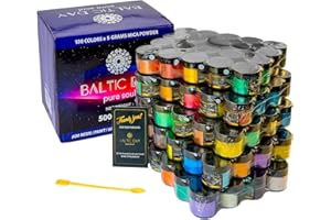 BALTIC DAY - Mica Powder, 100 x 5g Jars of Mica Powder for Epoxy Resin Set - Epoxy Resin Color Pigment Powder - Pigments for Soap Making, Candle, Slime, Lip Gloss, Nails - Resin Mica Powder