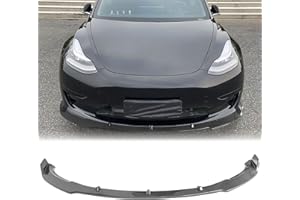 FREEMOTOR802 Compatible With 2017-2023 Tesla Model 3 Sedan 4-Door Front Bumper Lip, IKON Style Carbon Fiber Print PP Front Bumper Lower Chin Spoiler Splitter
