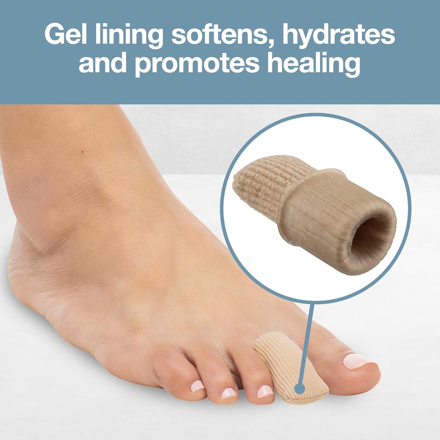 ZenToes 5 Pack Toe Caps Closed Toe Fabric Sleeve Protectors with Gel Lining, Prevent Corn, Callus, Blister Development Between Toes, Soften and Soothe The Skin (Size Medium): Health & Personal Care