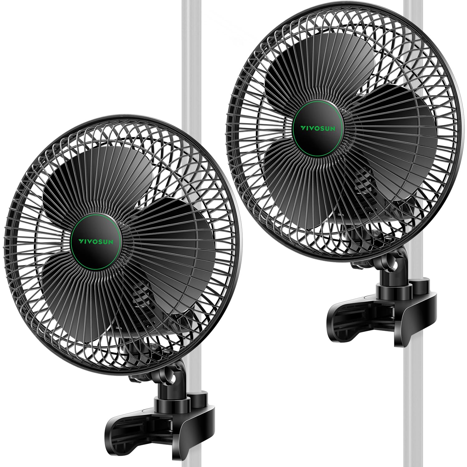 Photo 1 of VIVOSUN AeroWave A6 Grow Tent Clip Fan, Patented Portable Auto Oscillating Fan 6" with 2-Speed, Strong Airflow but Low Noise, and Fully-Adjustable Tilt for Hydroponic Ventilation, Black, 2-Pack