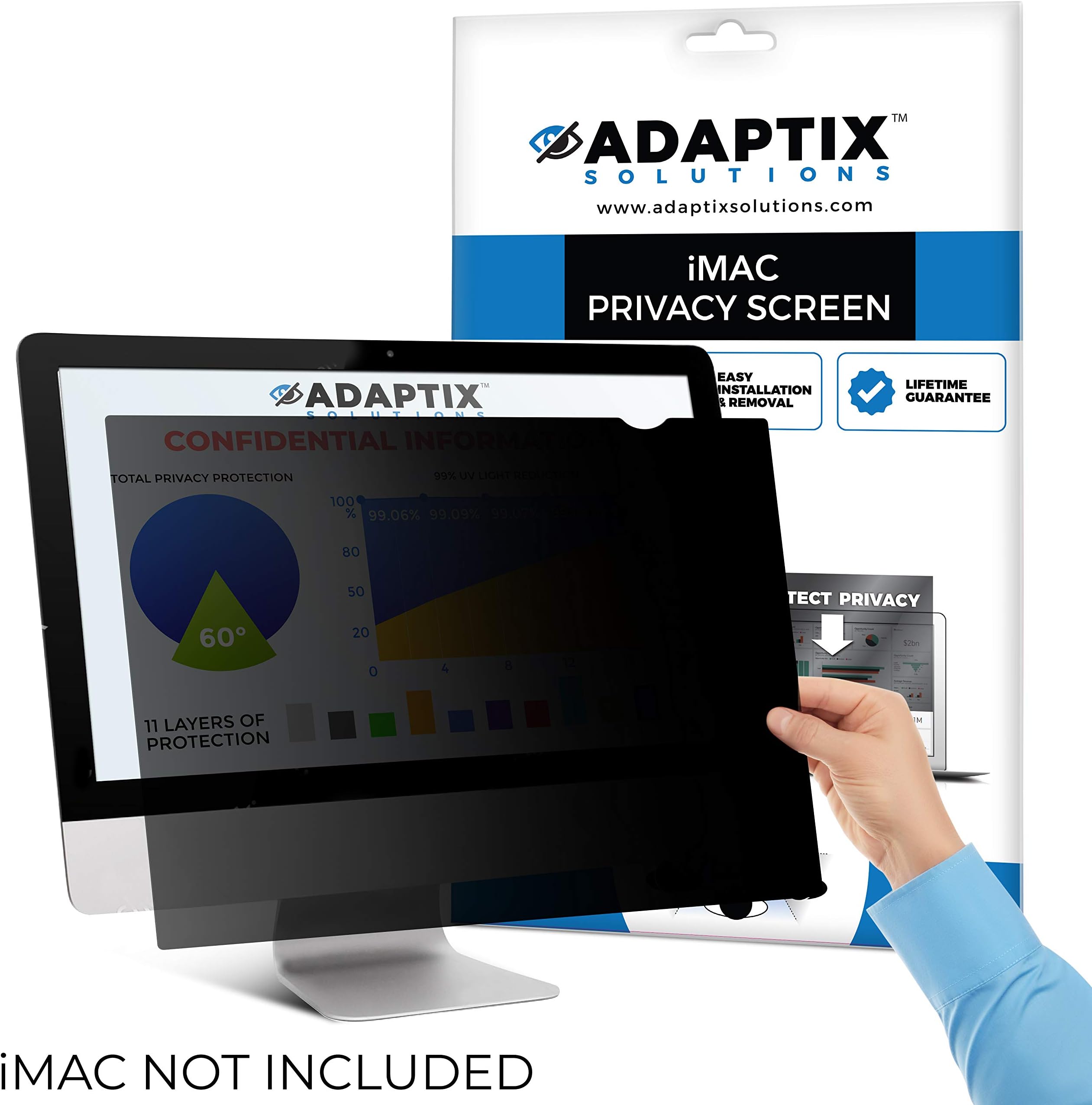 iMac 21.5" Monitor Privacy Screen for Apple Desktop Computers – Anti-Glare, Anti-Scratch, UV-Blocking Privacy Screen Protector – Computer Security Screen Privacy Mac Accessories by Adaptix (APSIM21v2)