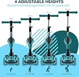 Hurtle 3-Wheeled Scooter Kids Teal Foldable Seat LED Lights Adjustable Handlebar view 4