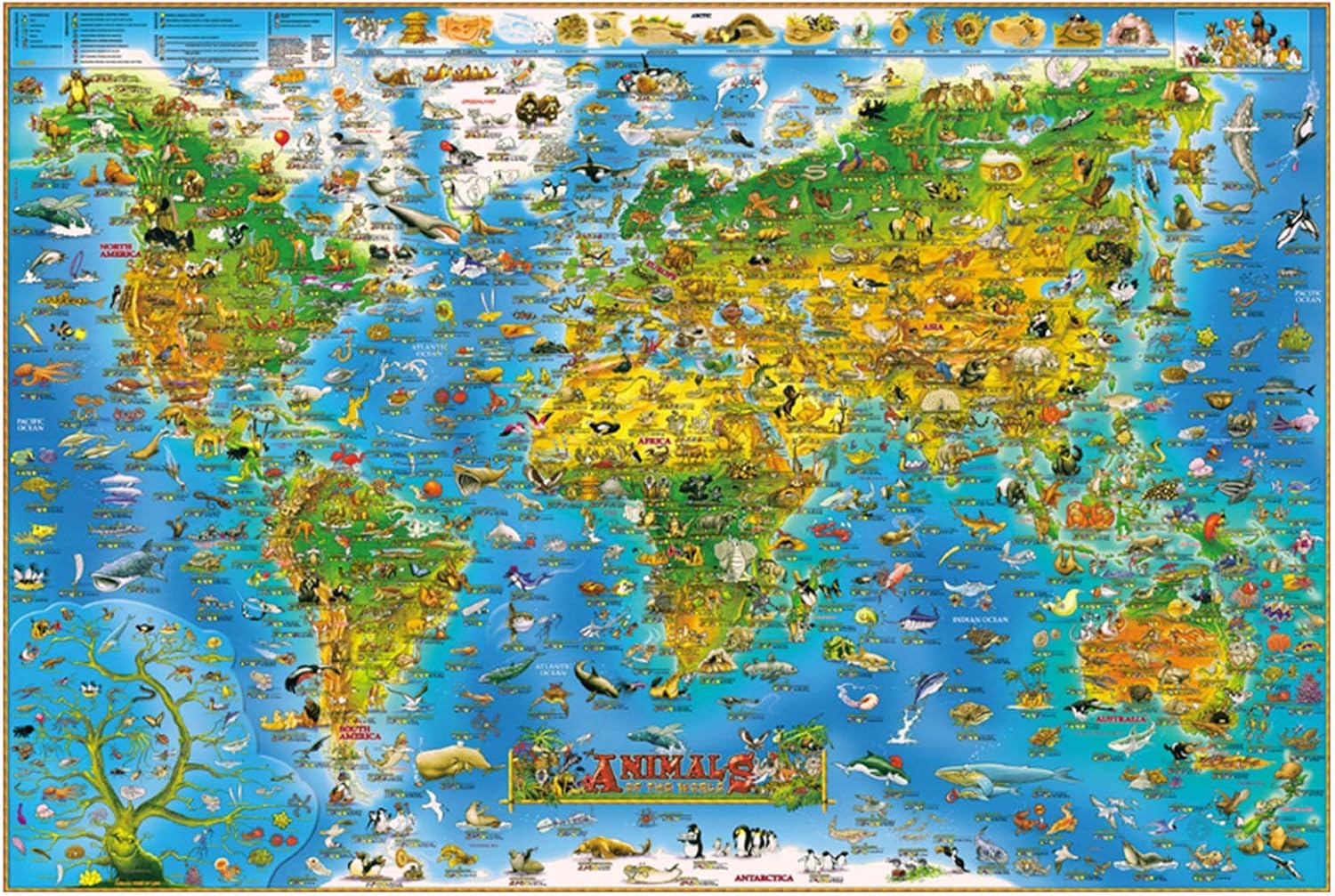 YOUMORE Wooden Jigsaw Puzzles for Adults, 1000 Piece World Map Jigsaw