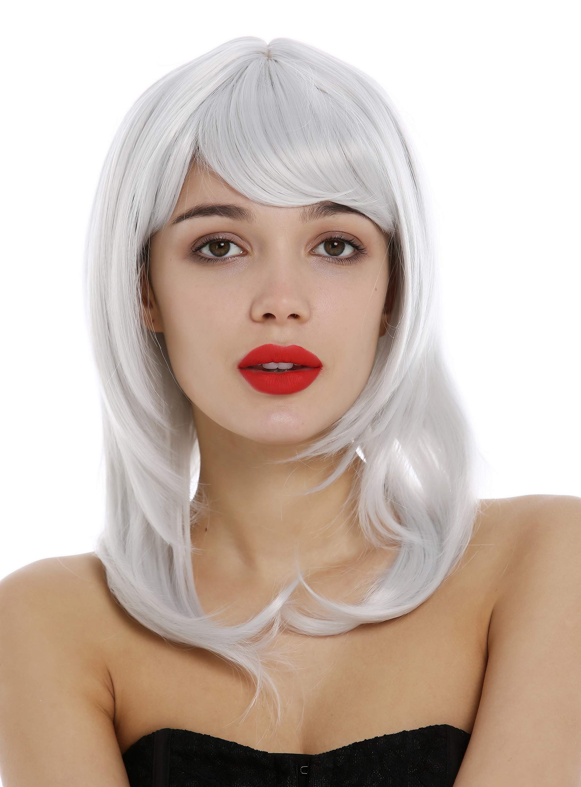 WIG ME UP - 3003-001 Lady Wig shoulder-length medium long layered straight hair very light white-ish gray