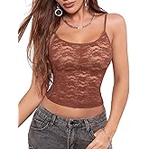Fem&Fata Women Lace Slim Fit Camisole Sexy Mesh See Through Tank Top Going Out Top S-XXL